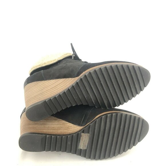 Caslon Womens Eu 39 US 8.5 Black Gaby Faux Shearling Lace-Up Ankle Boots - Picture 5 of 6